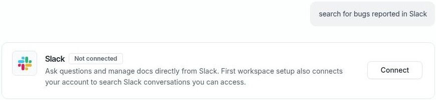 Falcon's Slack connection card in a conversation
