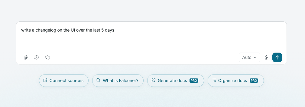 Asking Falcon to write a changelog